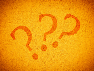 Three questions marks on an orange background