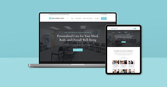 Alpha Psychiatric Services website design by House of MKTG marketing agency, displayed on a laptop and iPad.