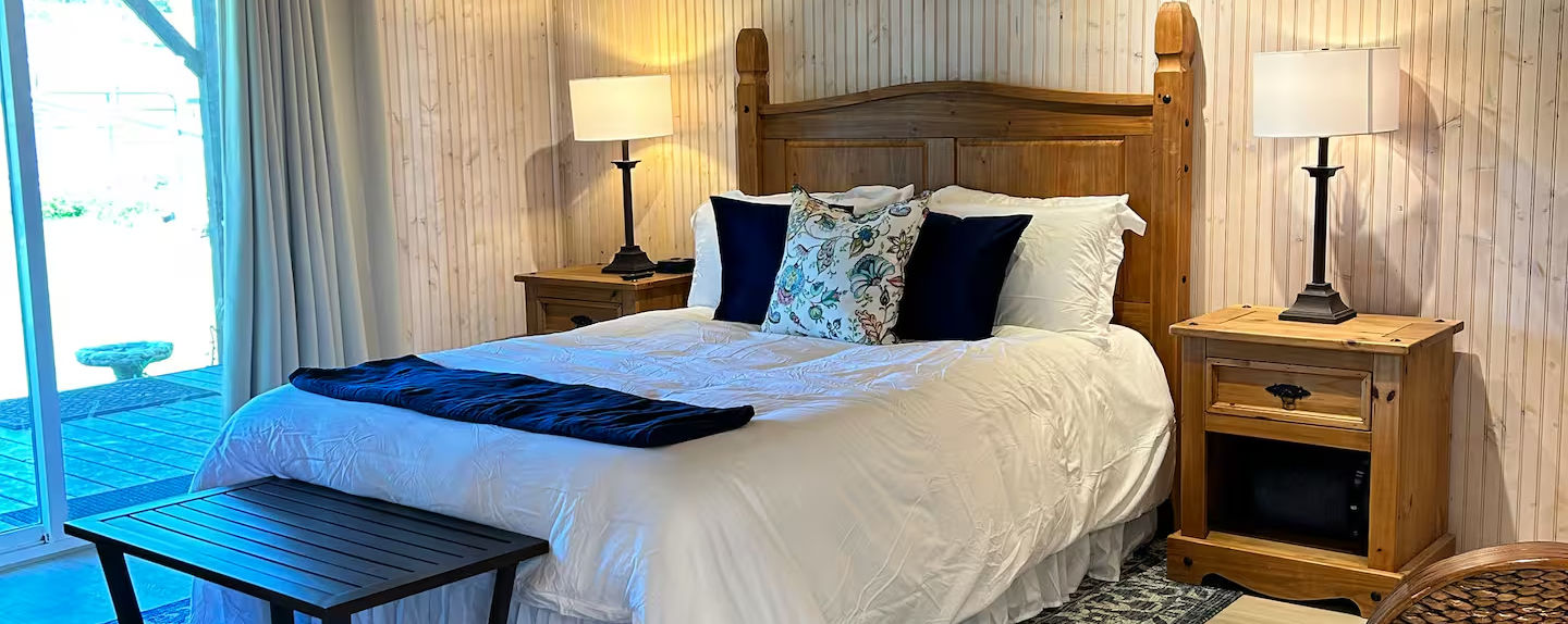 bedroom set up of the on-site bride and groom acommodation