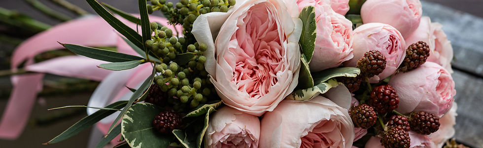 close up of bridal florals