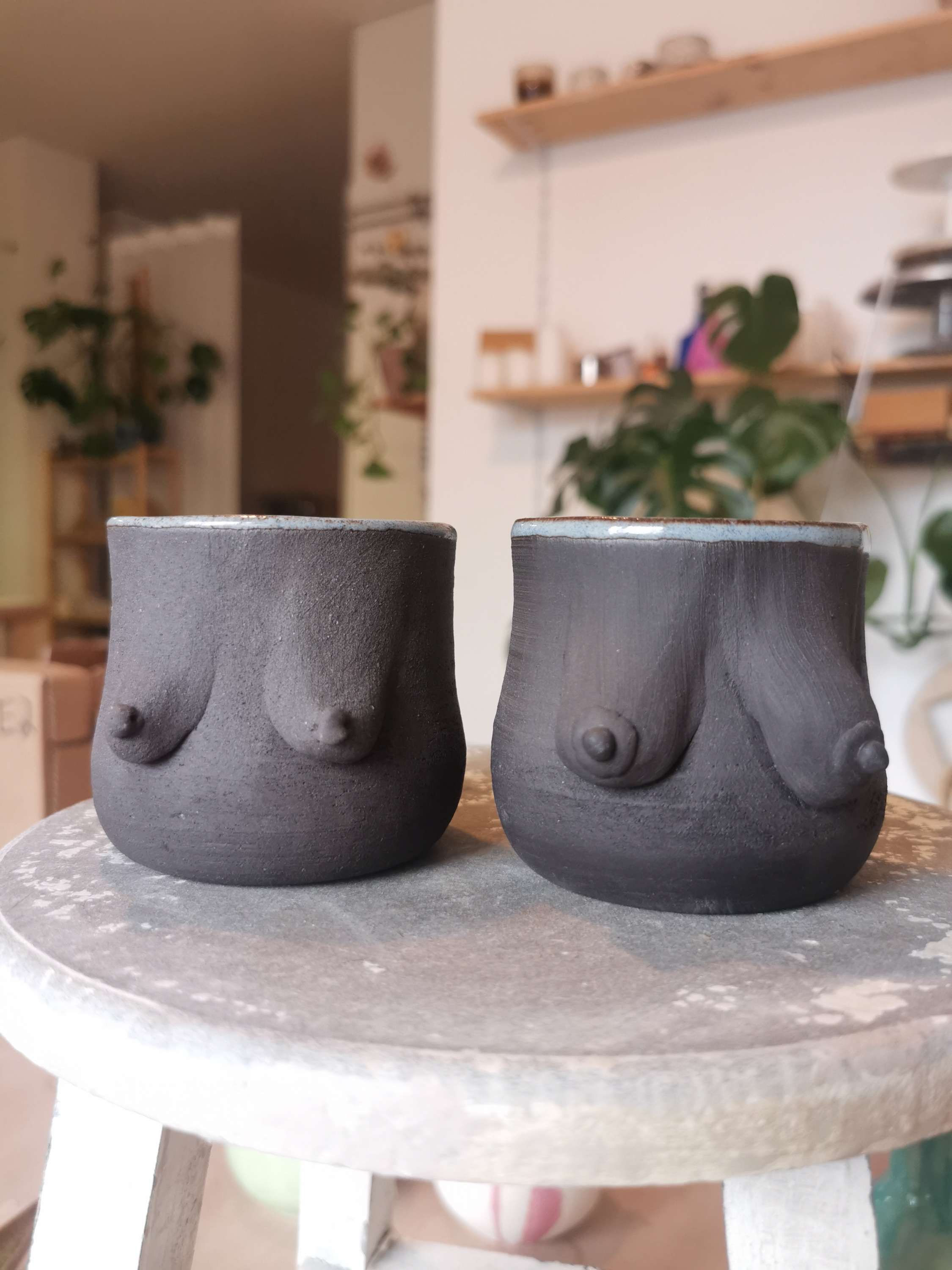 2er Set Cups Black clay