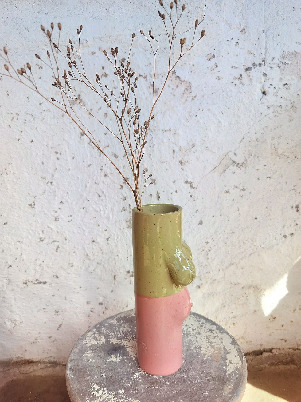 Miniaturbild: Vase Schwangerschaft rosa grün 