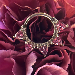 pink and white in gold ring