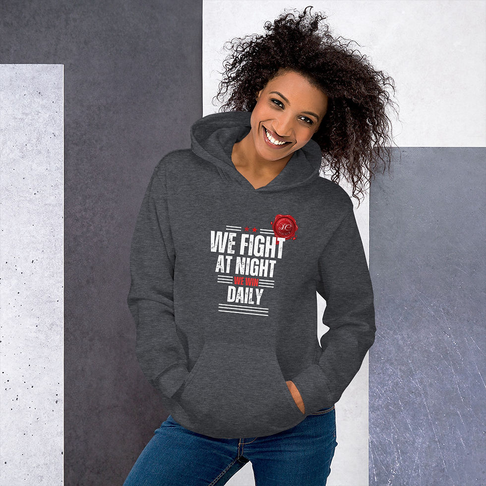 Thumbnail: "We fight at night we win during the day "Unisex Hoodie