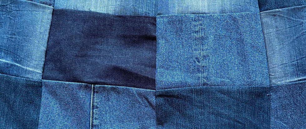 Jeans patchwork in different blue colours