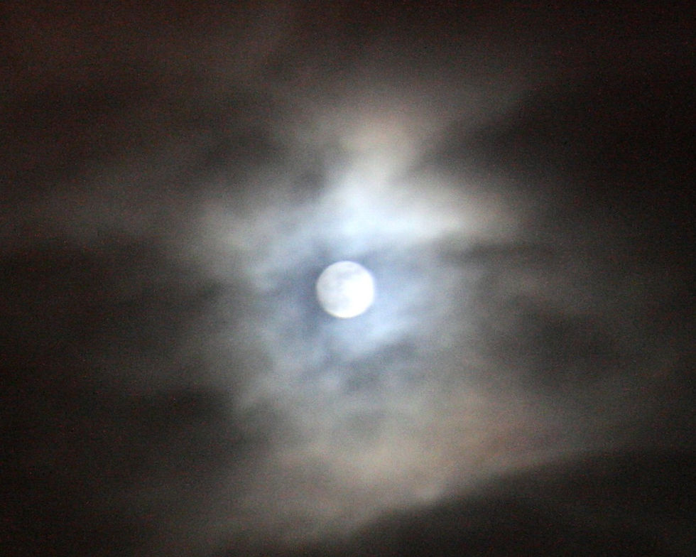 Full moon surroundes by clouds