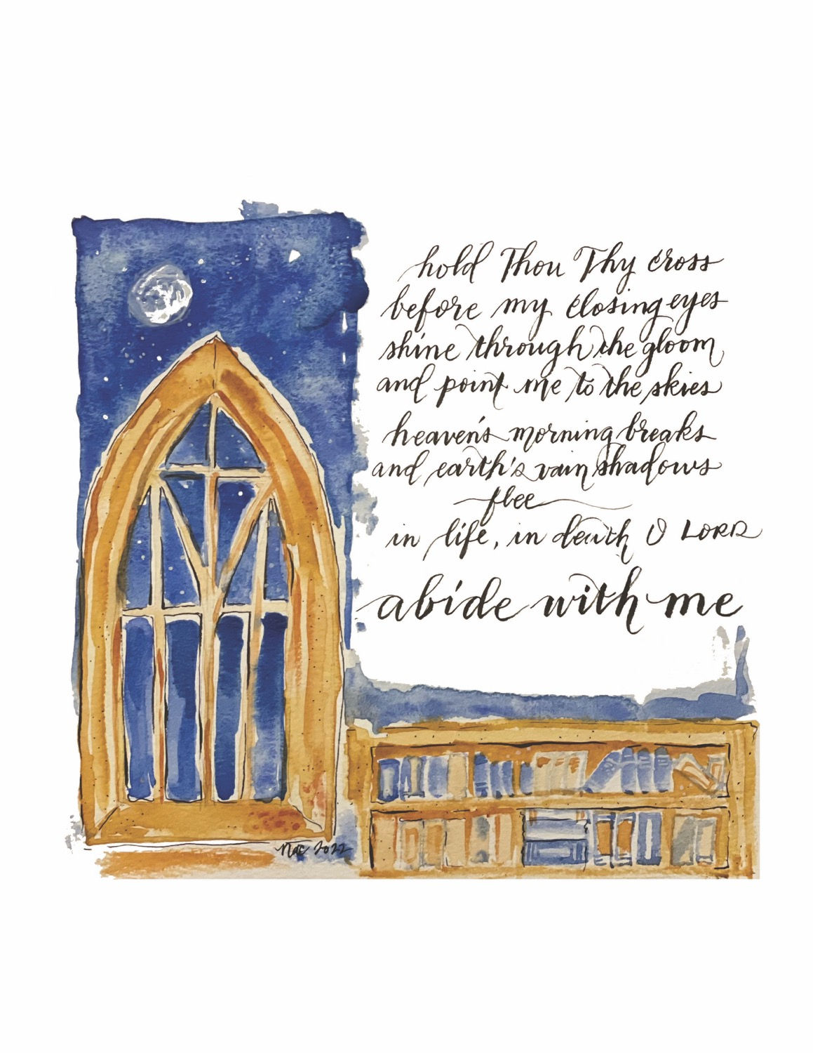 Abide With Me Gothic Window Condolence Card