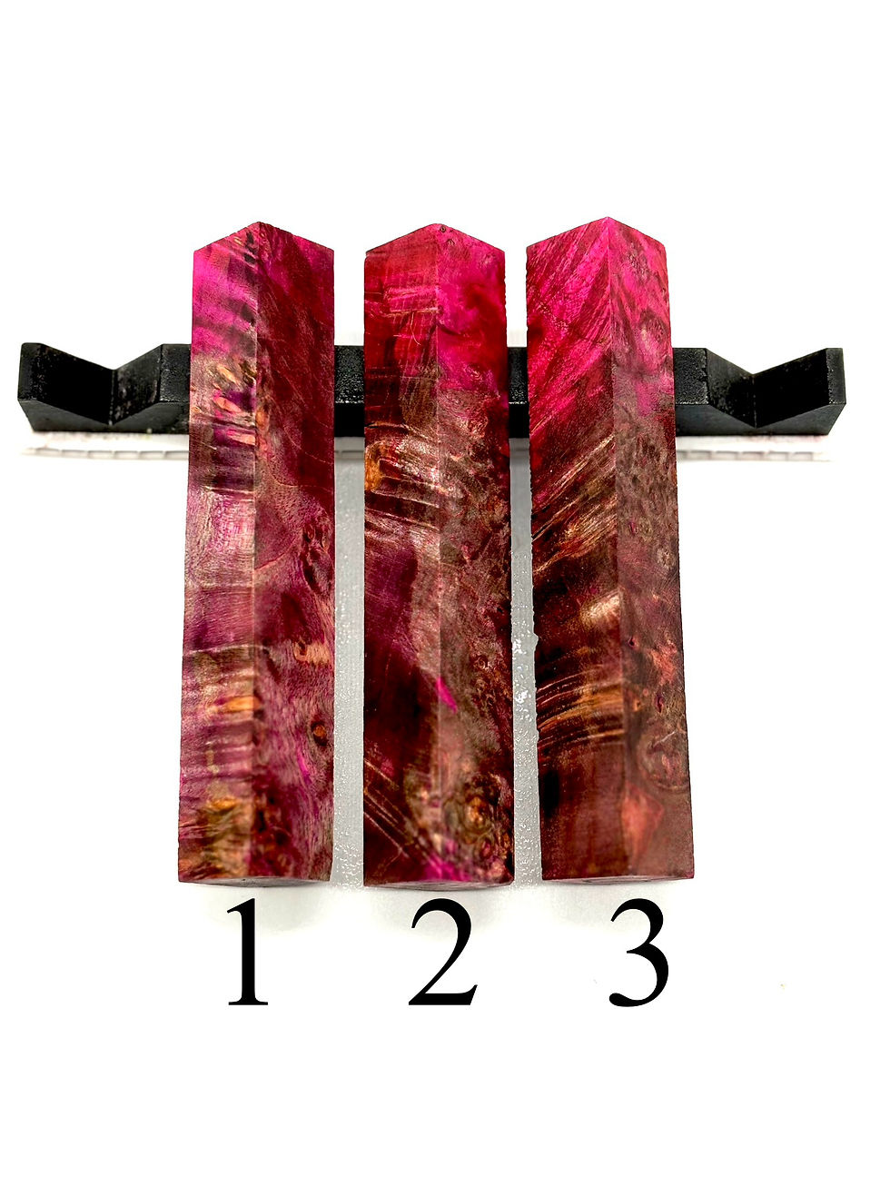 Pen Blank - Pink and Black Multi-Dyed Maple Wood