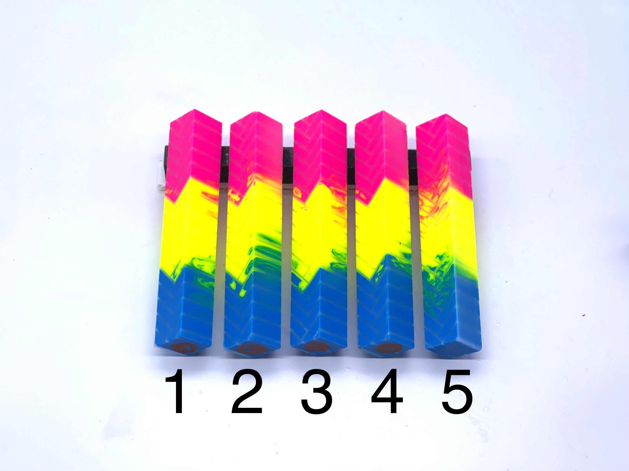 Hybrid 3D Printed Herringbone Neon Pink, Yellow, Blue Resin Pen Blank