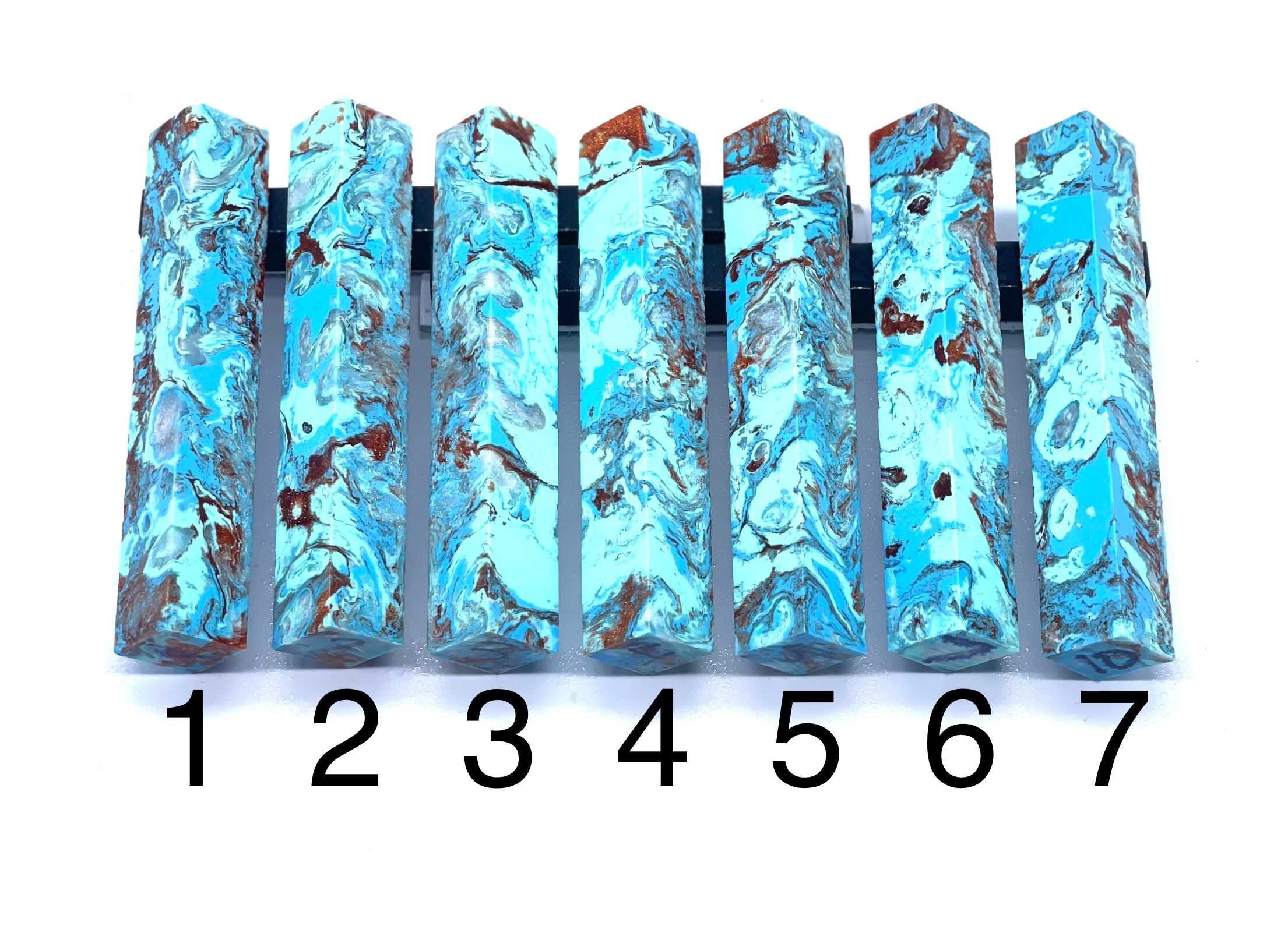 Pen Blank - Alumilite Resin - Turquoise, Blue, Red and White Swirl