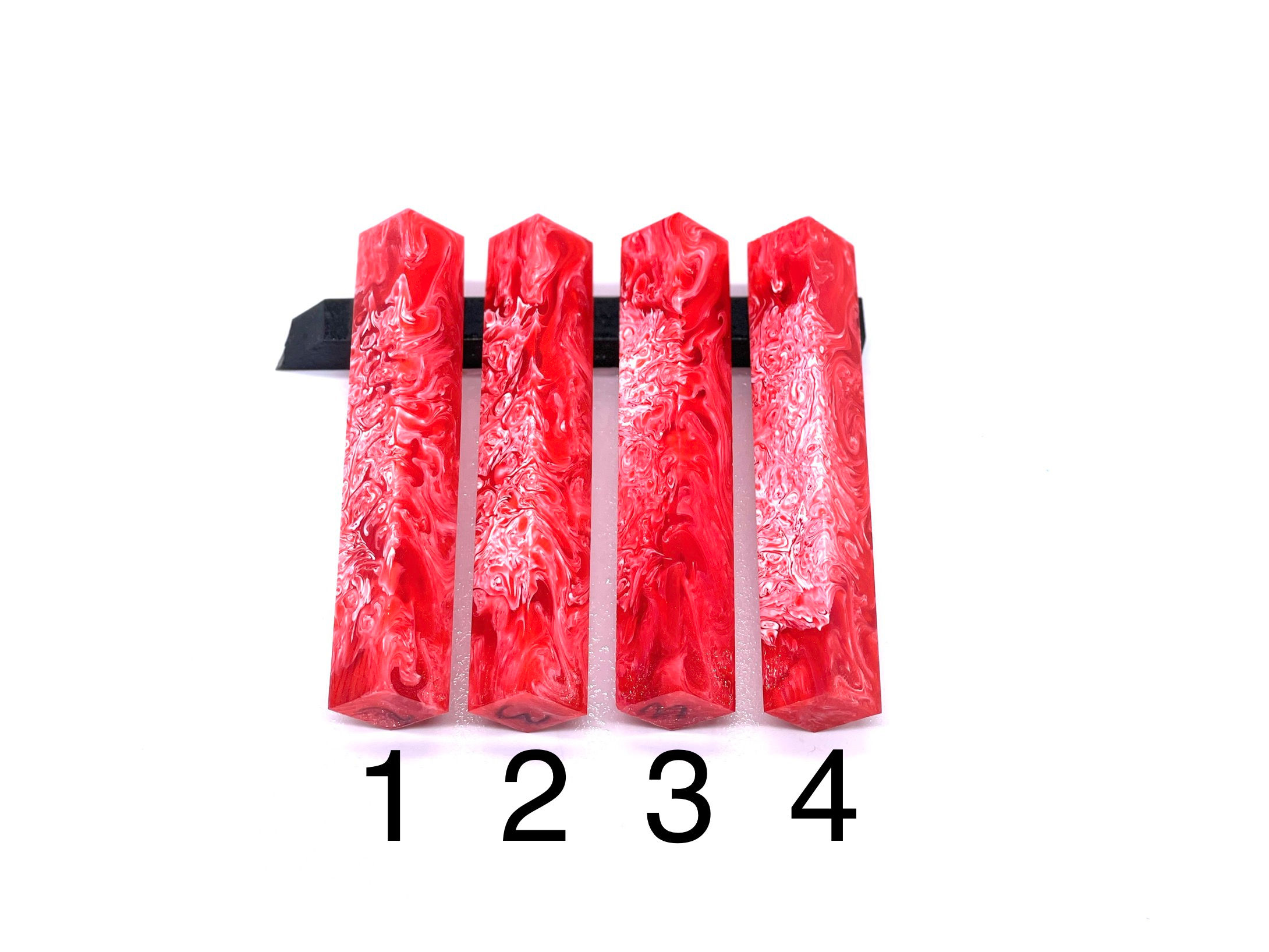 Pen Blank - Lotus Series Resin - Red and White Swirls