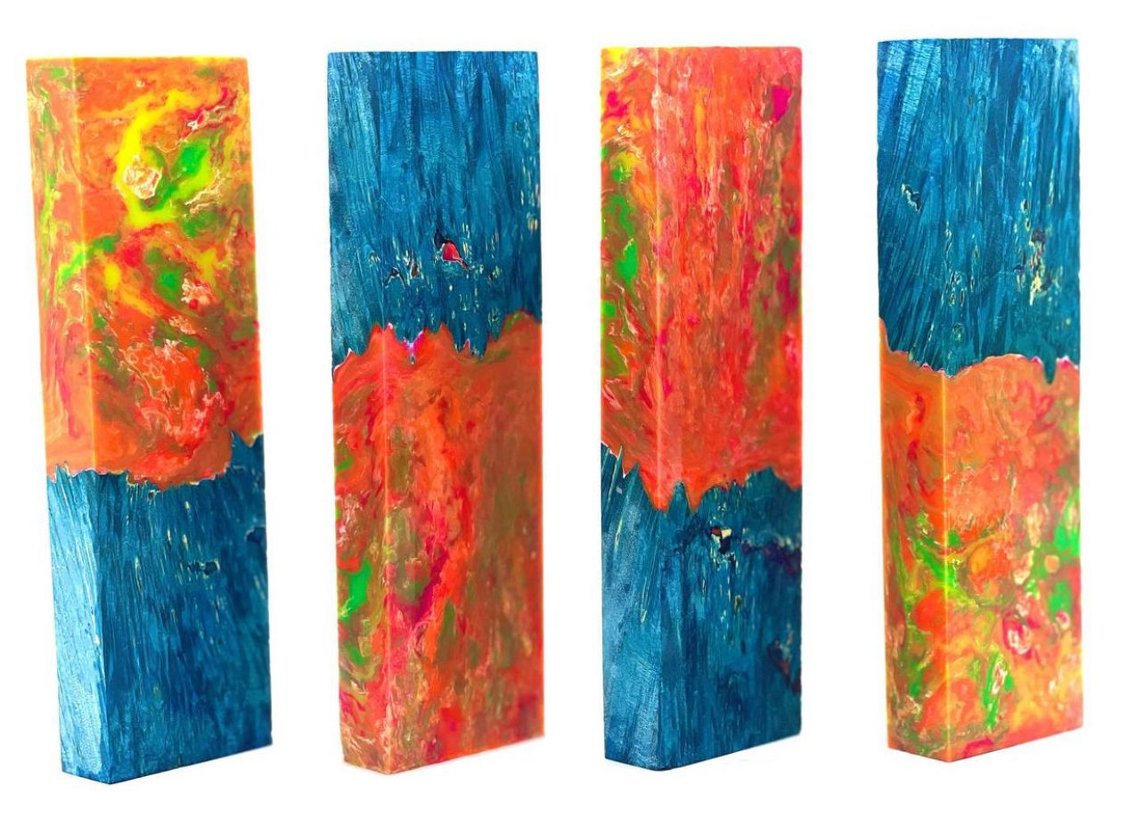 Knife Scale Block - Hybrid Dyed Burl and Resin