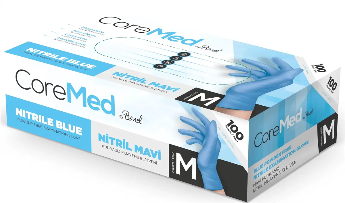 COREMED NİTRİL MAVİ PUDRASIZ ELDİVEN