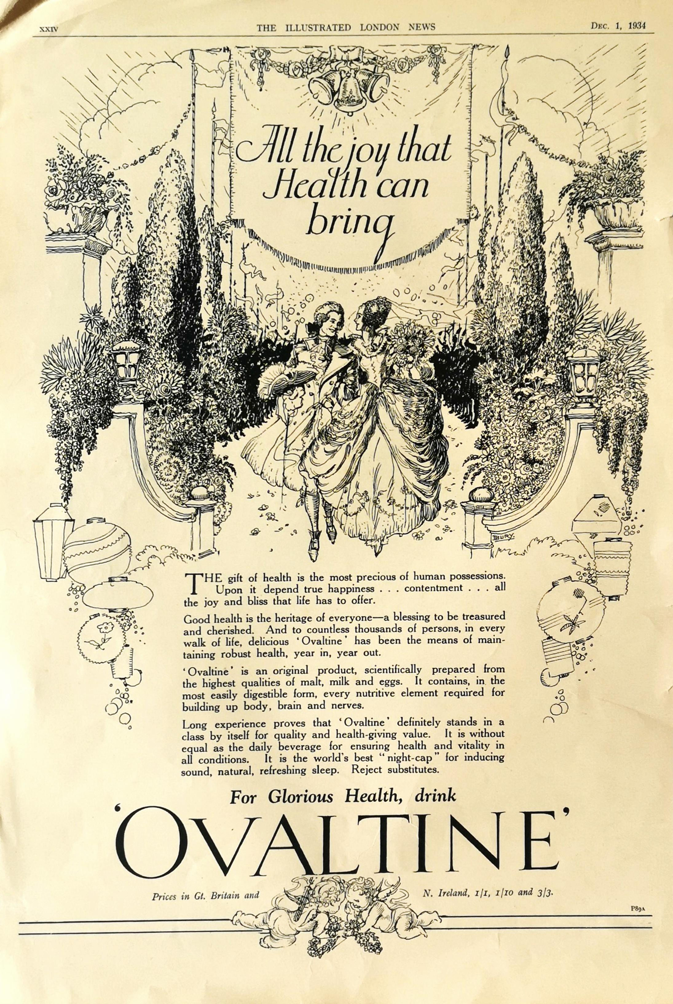 Ovaltine: "For glorious health, drink Ovaltine"