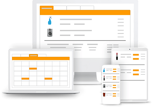 An illustration of computer screen showing online a shopping delivery schedule