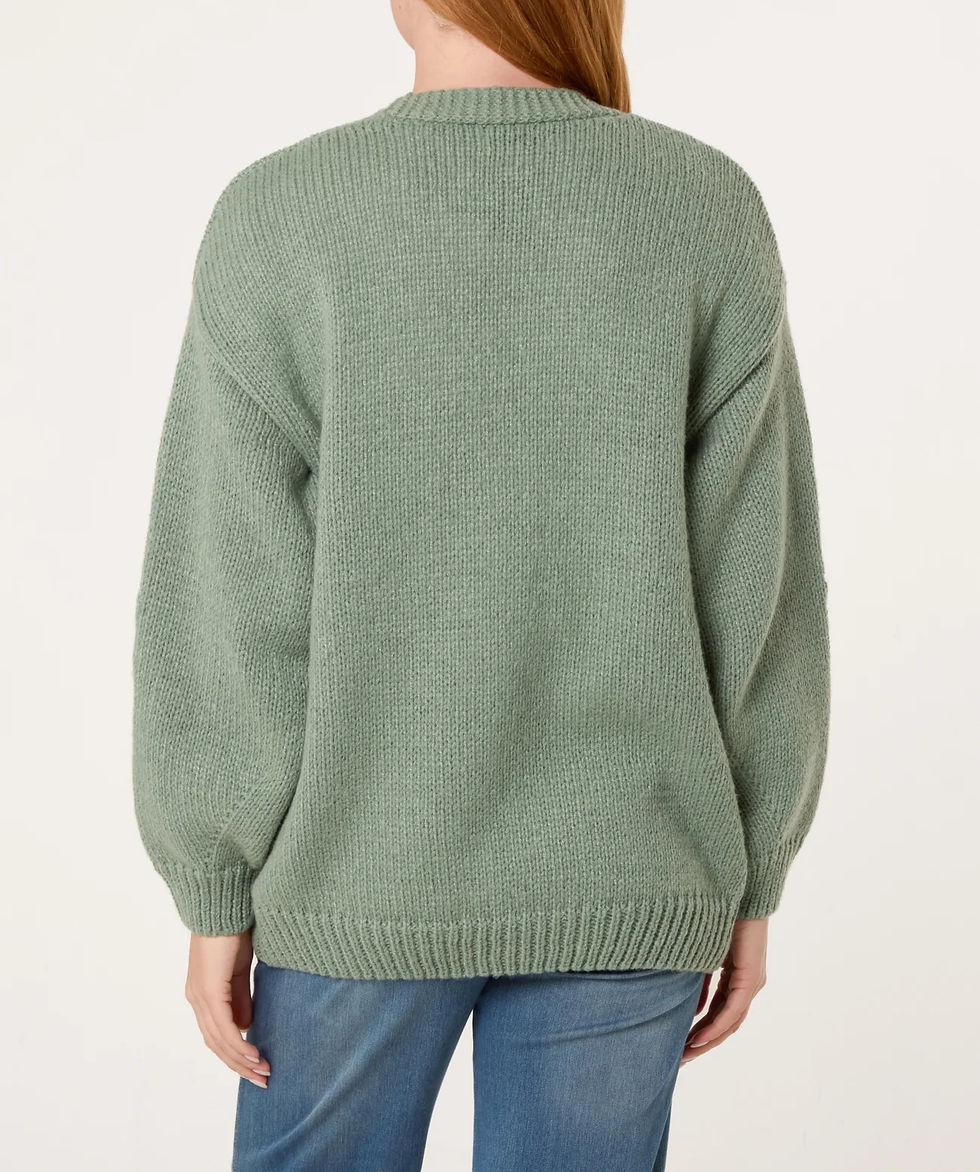 Thumbnail: Floral Embroidery Knitted Cardigan in Sage Green