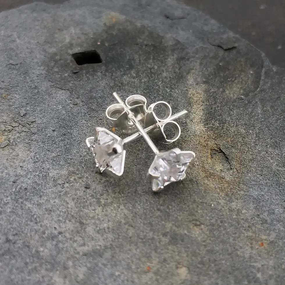 Star Cubic Zirconia 6mm Stirling Silver 925 Stud Earring