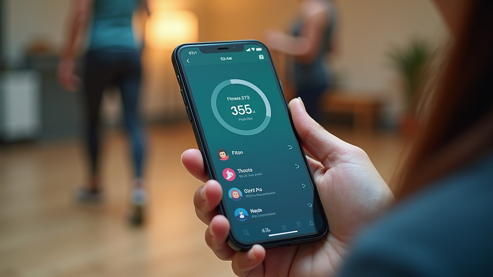 Eye-level view of a fitness app displayed on a smartphone