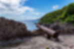 Remains of a cannon facing the Caribbean Sea, in Les Saintes, Guadeloupe.