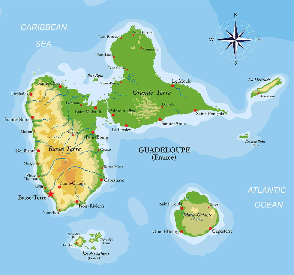 carte de la guadeloupe et iles de l'archipel