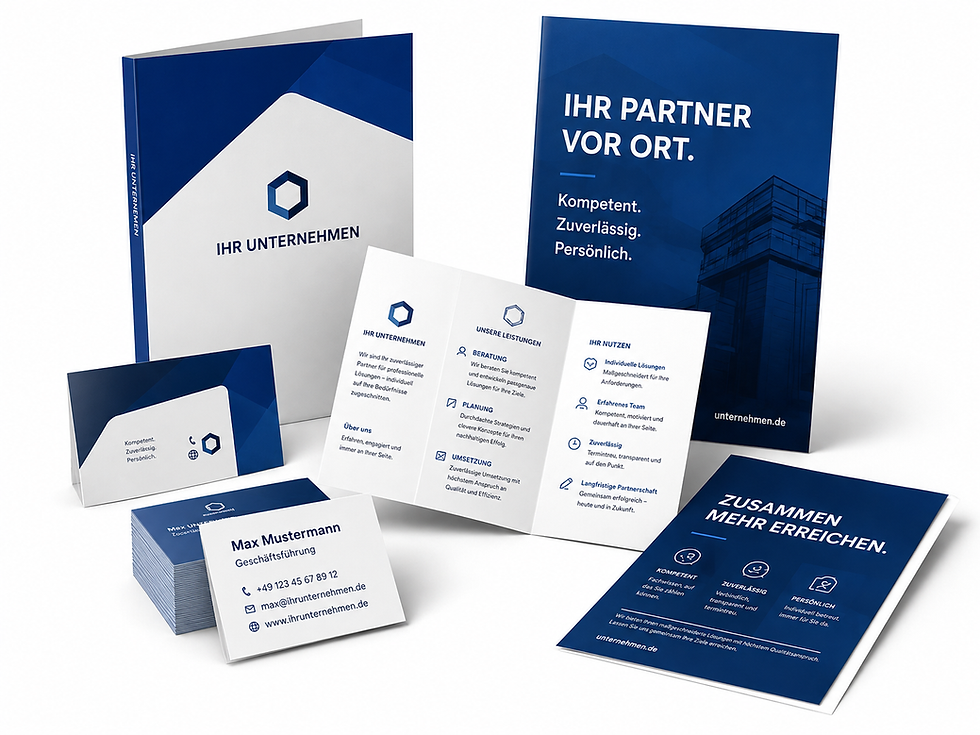 Corporate Design Printprodukte wie Flyer und Visitenkarten