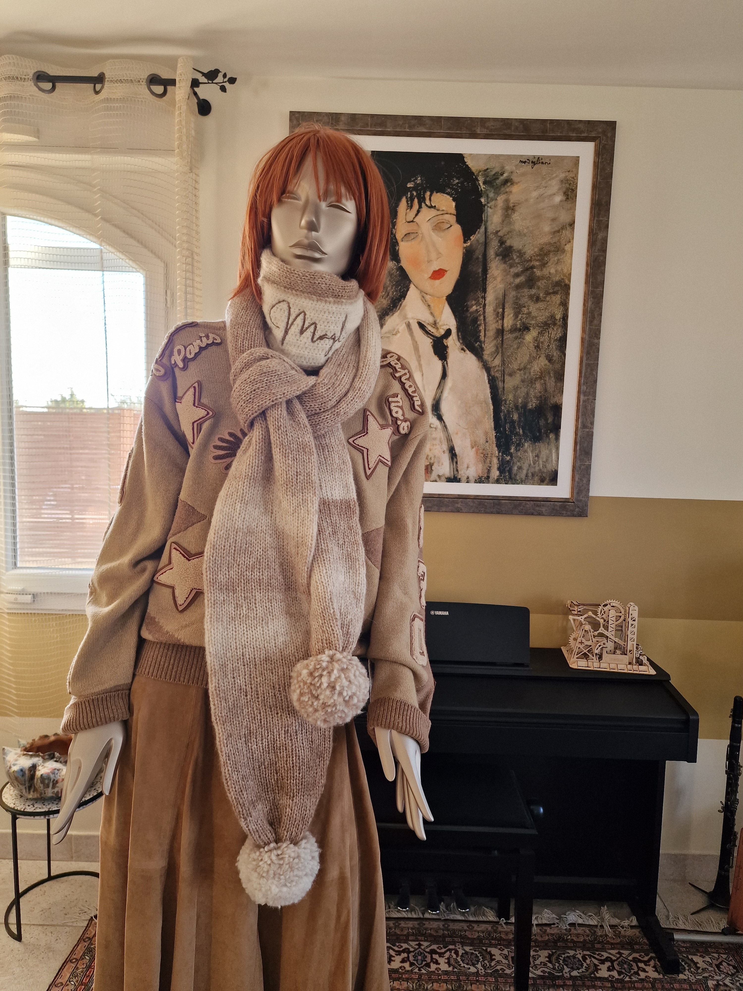 Echarpe pompon Camel