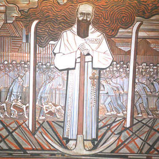 St. Maximillian Kolbe, 1967, sgraffito