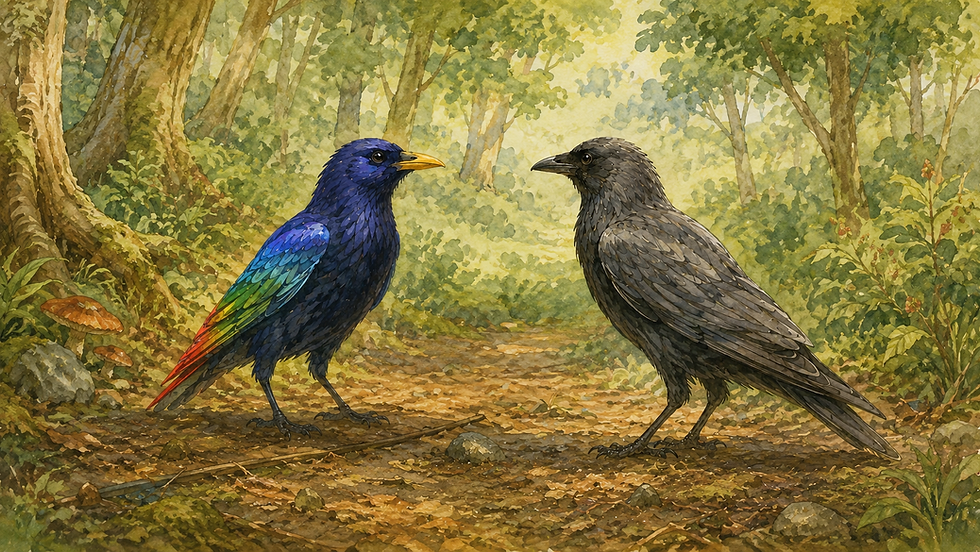 Every creature lives inside its own Umwelt, the slice of the world its body and senses can act on, and nothing past that slice exists for it at all. A crow sees colors we have no words for, because it carries a fourth kind of cone in its eye, so its world holds distinctions ours cannot.