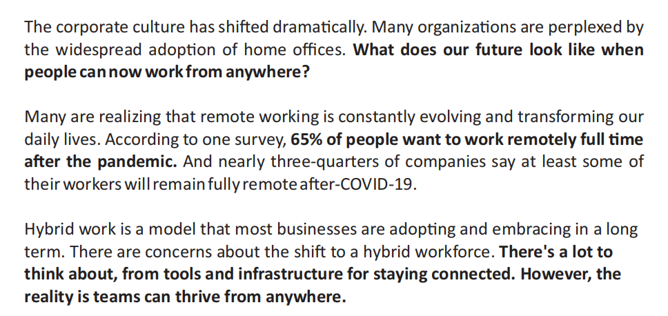 Image with textual content describing corporate culture 