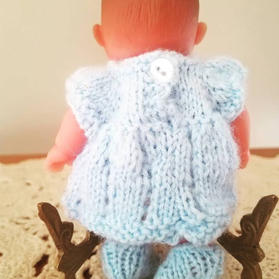 Thumbnail: Berenguer Mini Doll Birthday Endemble, Blue Puff Sleeve