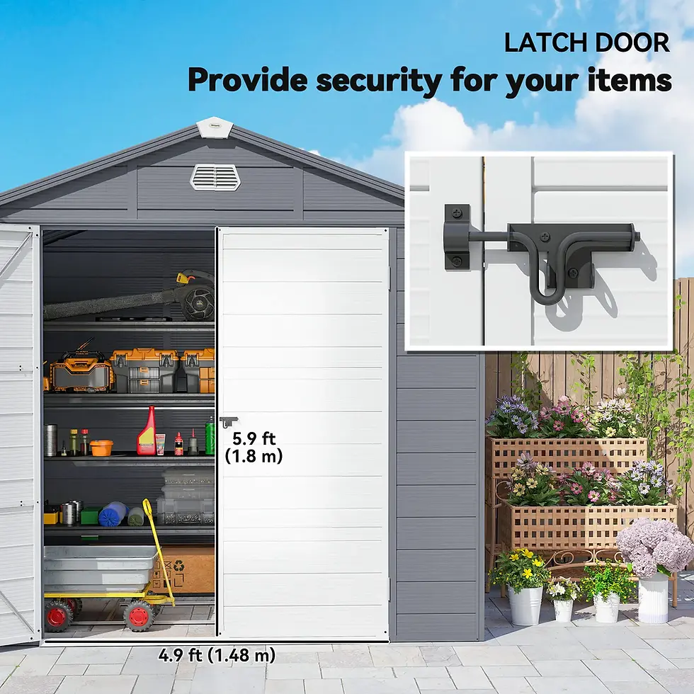 Thumbnail: Outsunny 7.9ft x 6.2ft Plastic Garden Shed Security features