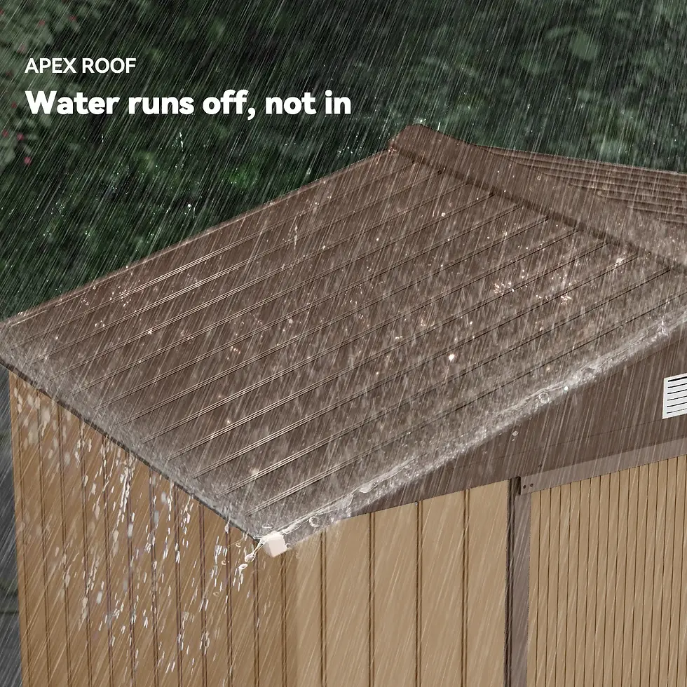 Thumbnail: Outsunny 7 × 4ft Metal Garden Shed – Light Brown (Natural) roof