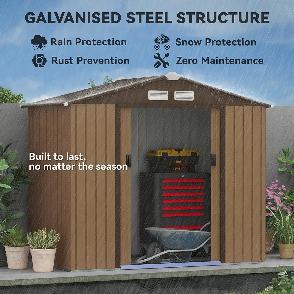 Thumbnail: Outsunny 7 × 4ft Metal Garden Shed – Light Brown (Natural) composition