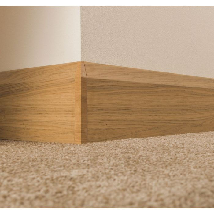 Thumbnail: 100mm Chamfered Skirting Board Oak Corner Detail