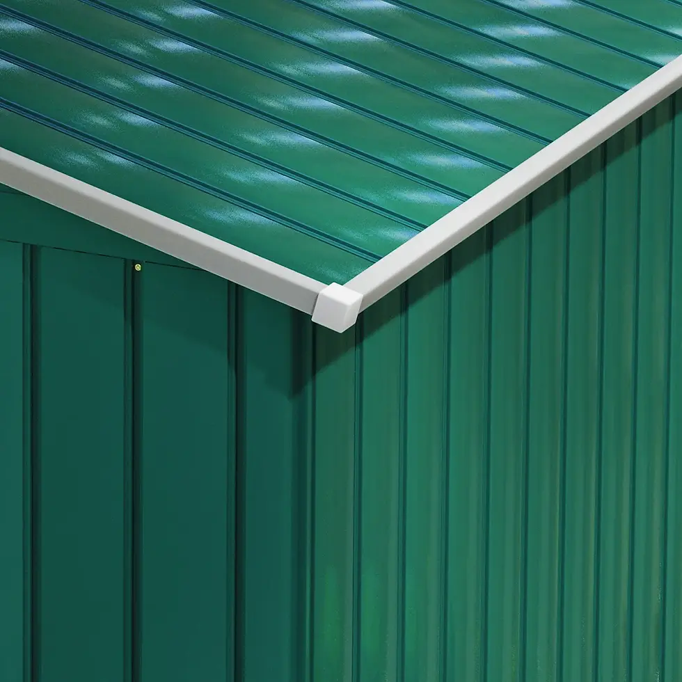 Thumbnail: Outsunny 7ft x 4ft Metal Garden Shed – Green roof detail edge