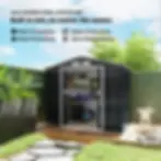 Thumbnail: Outsunny 7ft x 4ft Metal Garden Shed – Dark Grey compositions