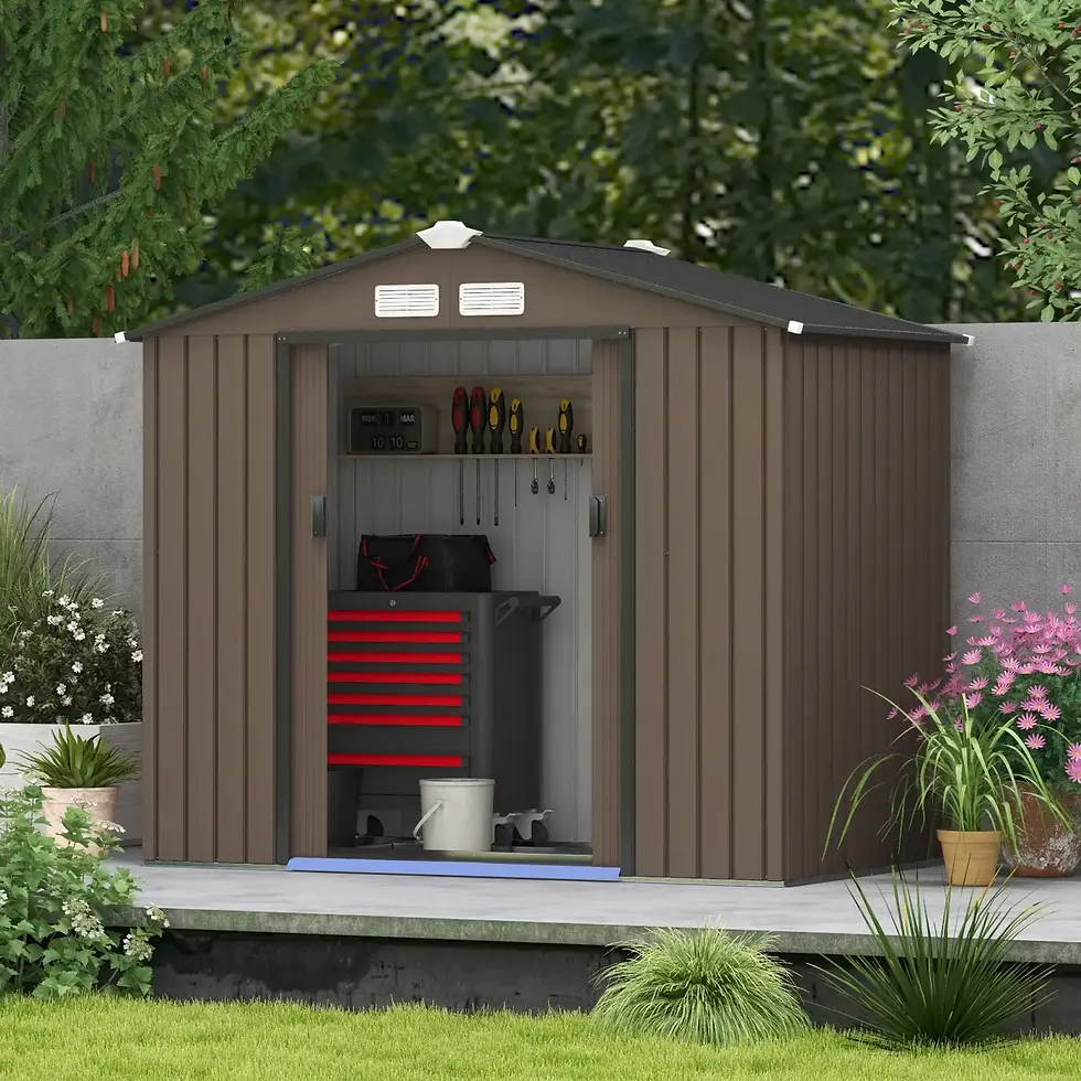 Thumbnail: Outsunny 7ft x 4ft Metal Garden Shed – Brown Lifestyle