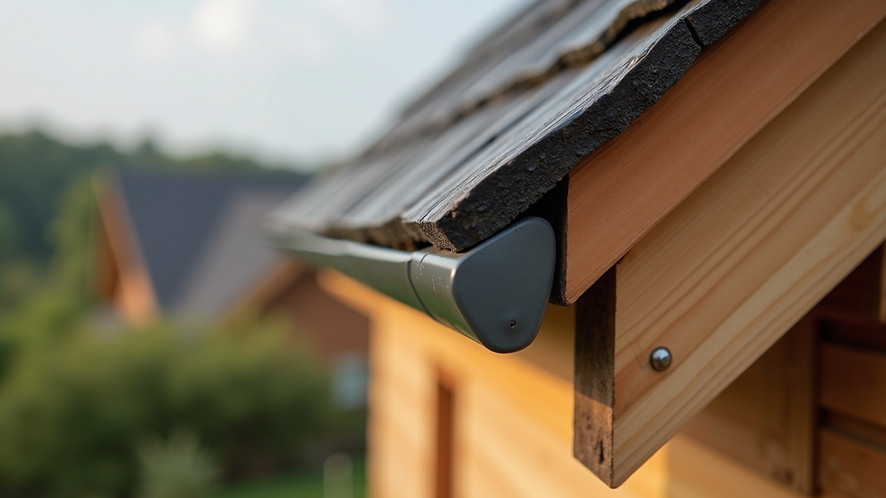 Close-up view of timber fascia board installed on a roof edge