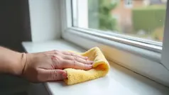 Someone cleaning their new window board installtaion