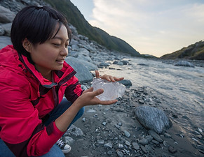 Waiho River Franz Josef Glacier Hike Holding Ice
