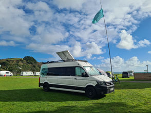 VW Crafter campervan with solar panels.