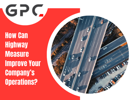 Blog cover featuring the GPC logo and the title: “How Can Highway Measure Improve Your Company’s Operations?” The image shows a bird’s-eye view of a busy motorway interchange, highlighting traffic flow and infrastructure.