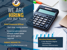 We are hiring!                                            We have an opening for a Part-Time, Chief Financial Officer. 