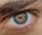 close-up illustration of a Witch's Eye featuring central heterochromia, a striking ring of colour surrounding the pupil, inspired by Scottish folklore and legends of Second Sight.