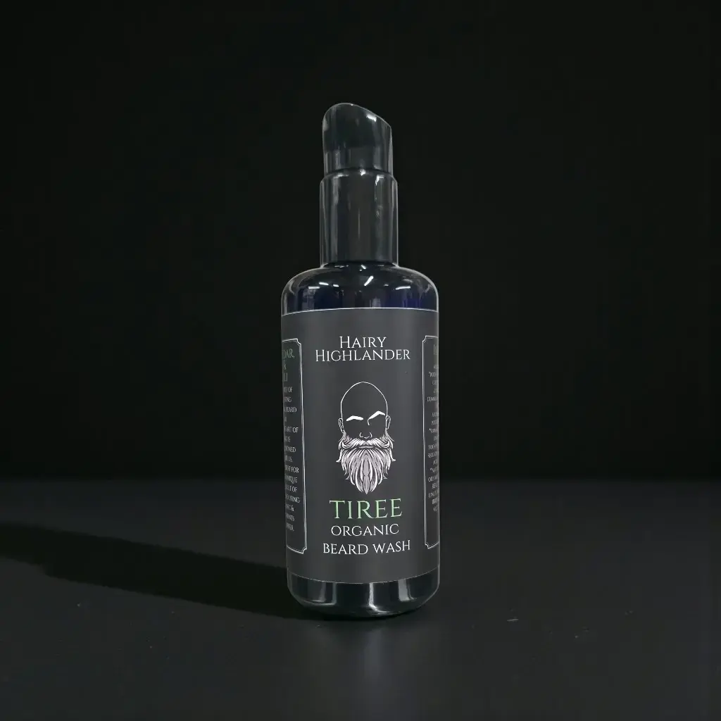 Vetiver and Juniper Natural and Organic Beard Shampoo for a gentle cleanse.