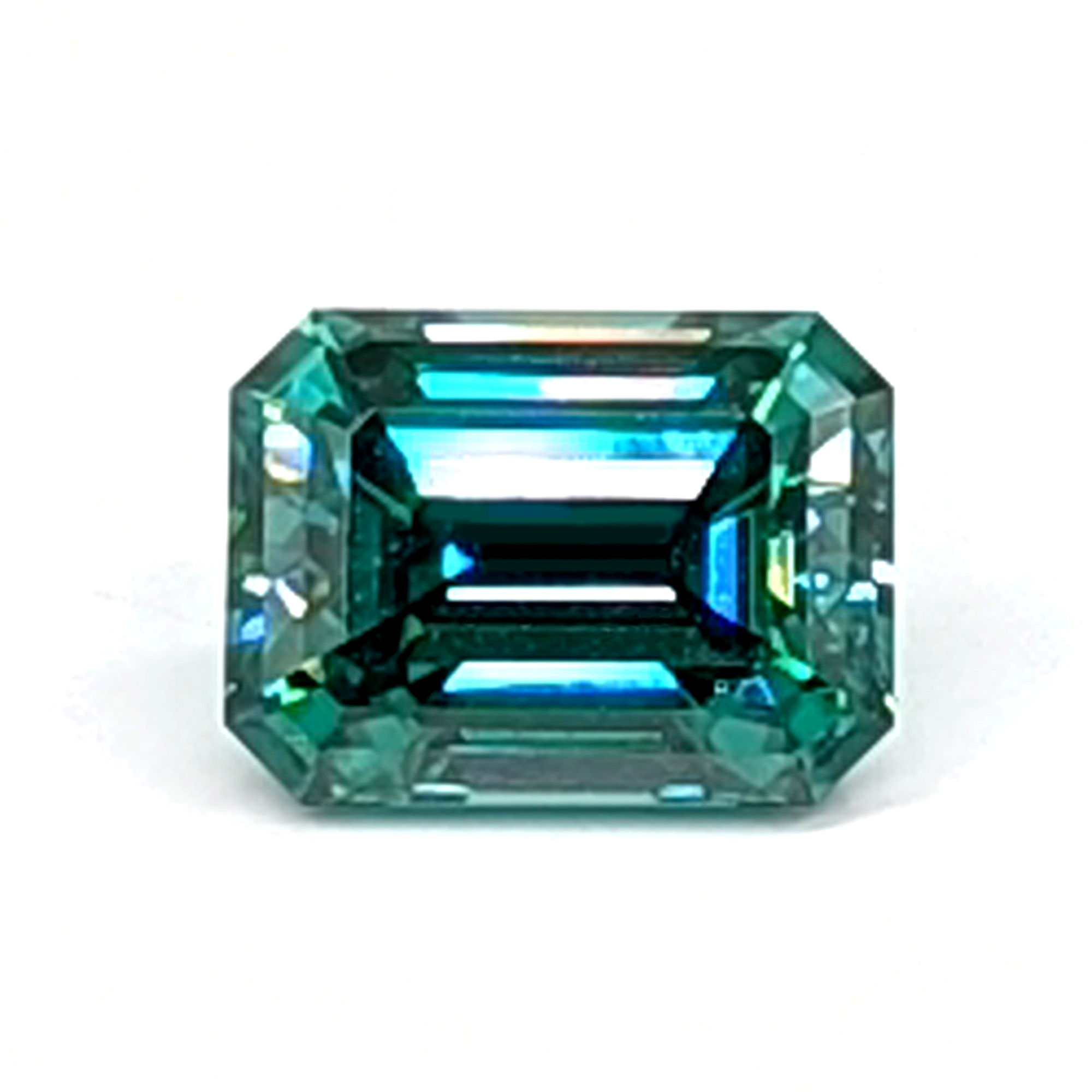 8x6 mm Premium Fancy Vivid Green Emerald Cut Moissanite Loose
