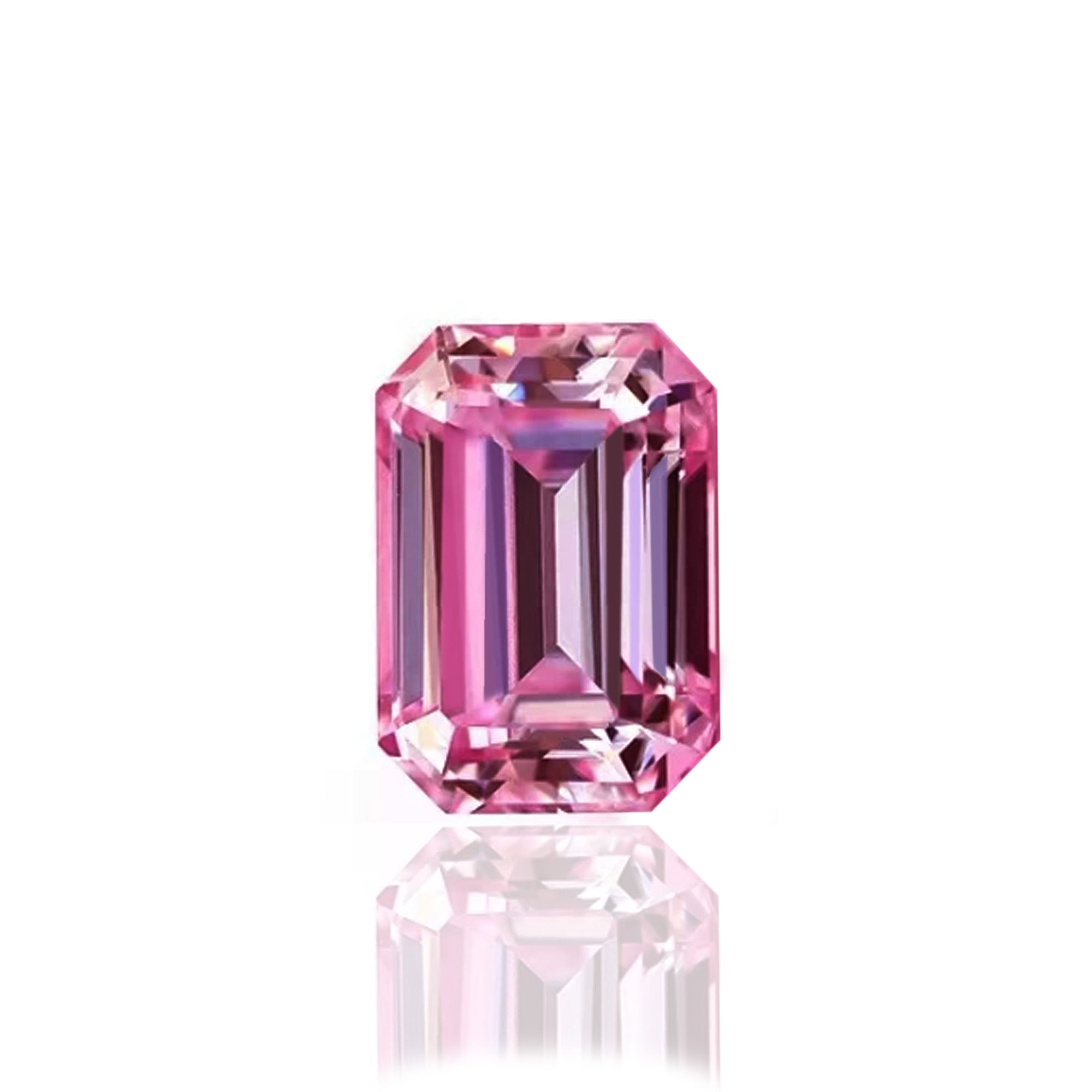 7x5mm Premium Viva Magenta Moissanite Emerald Cut Loose