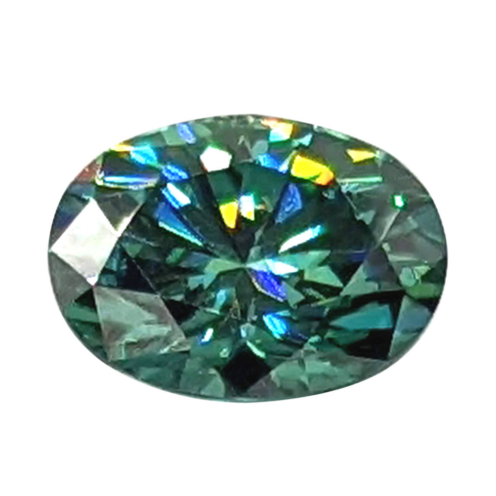 8x6mm Premium Fancy Vivid Green Oval Cut Moissanite Loose