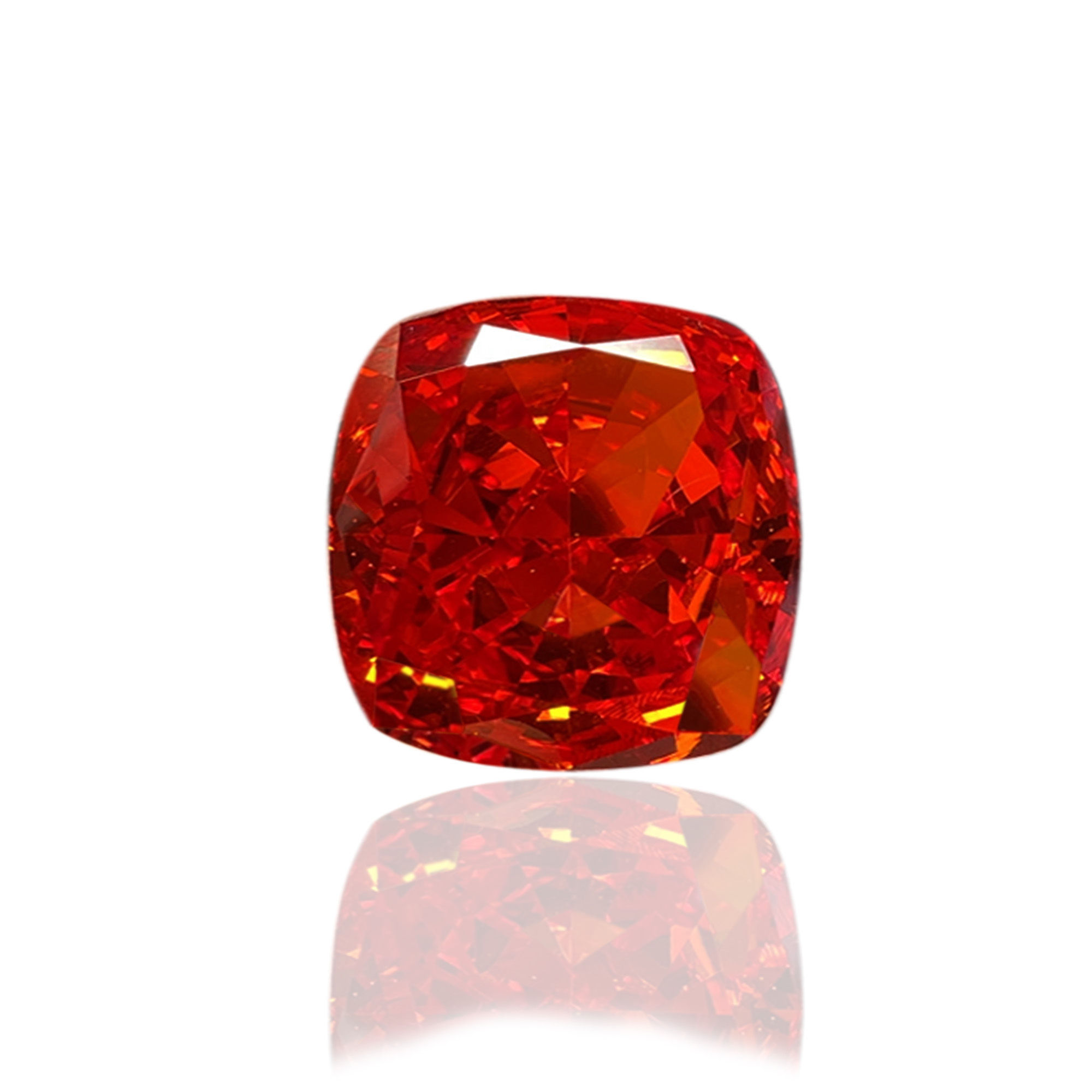 8mm Premium Fancy Vivid Red Moissanite Cushion Cut Loose