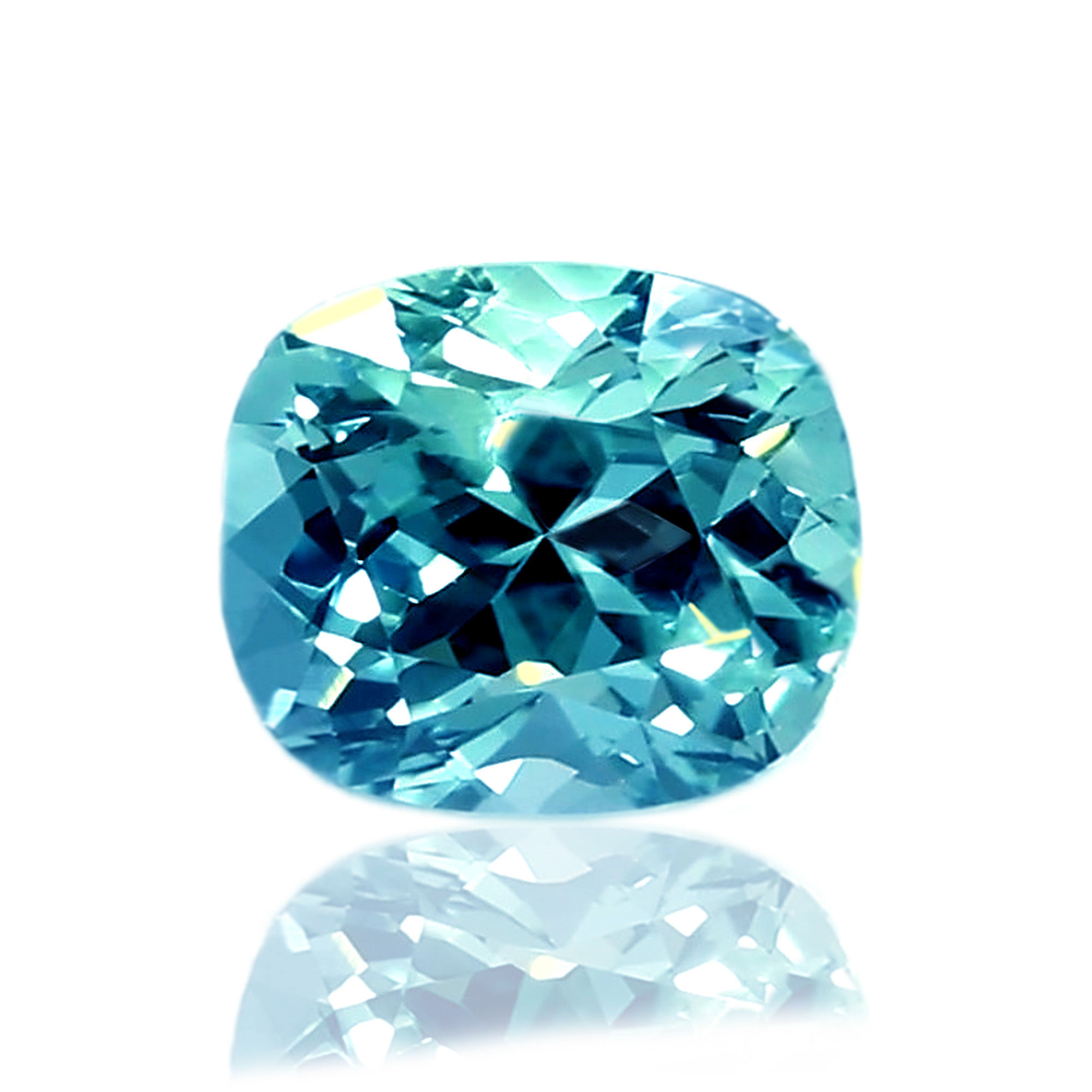 8x6mm Premium Fancy Vivid Teal Moissanite Cushion Cut Loose